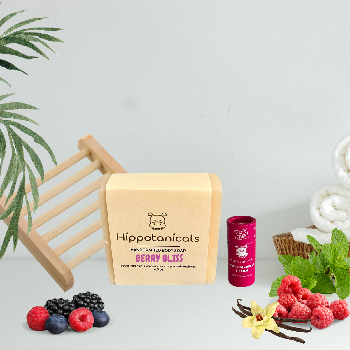Spring Gift Set: Soap + Lip Balm + Bamboo Soap Dish + Optional