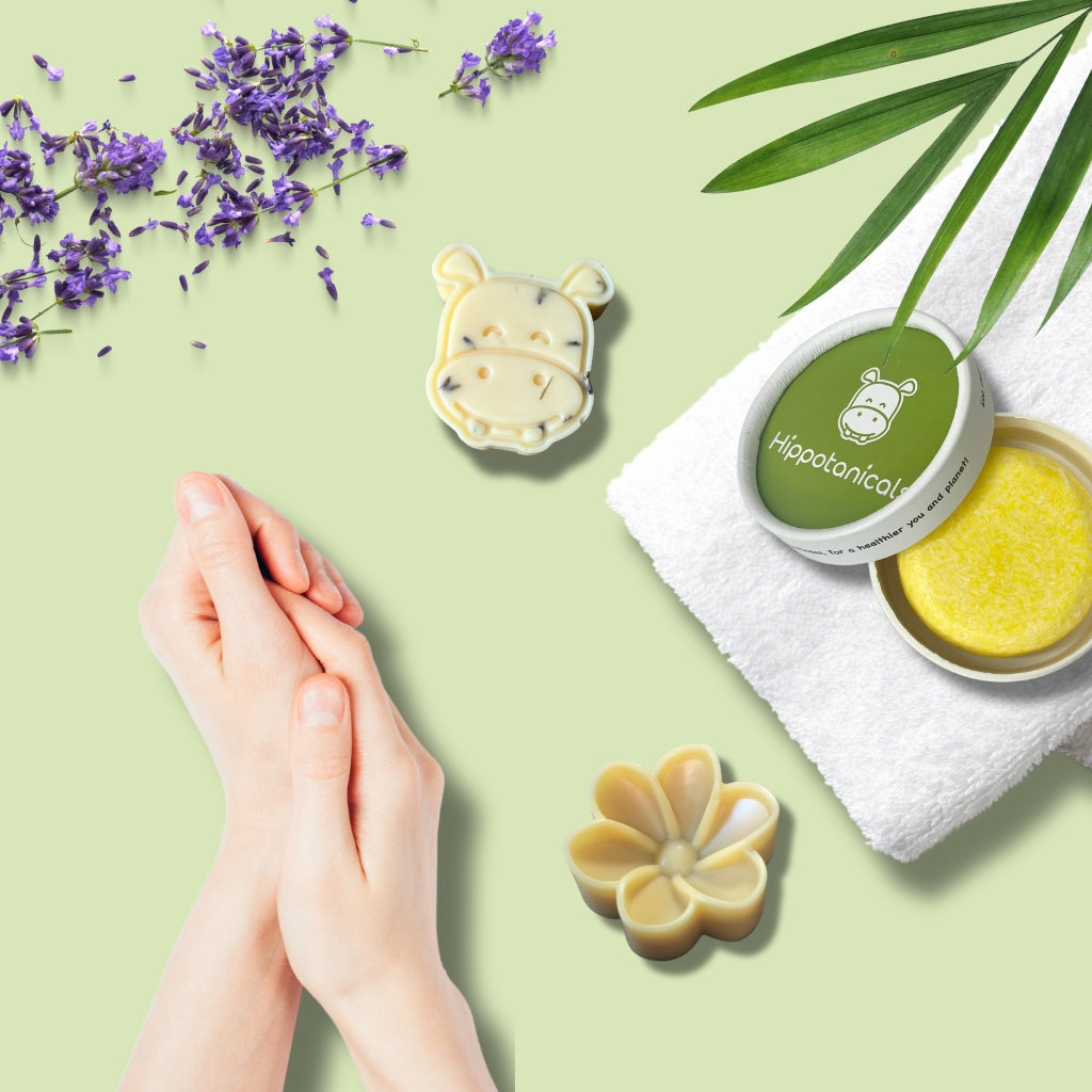 photo showing lotion bars & shampoo bar