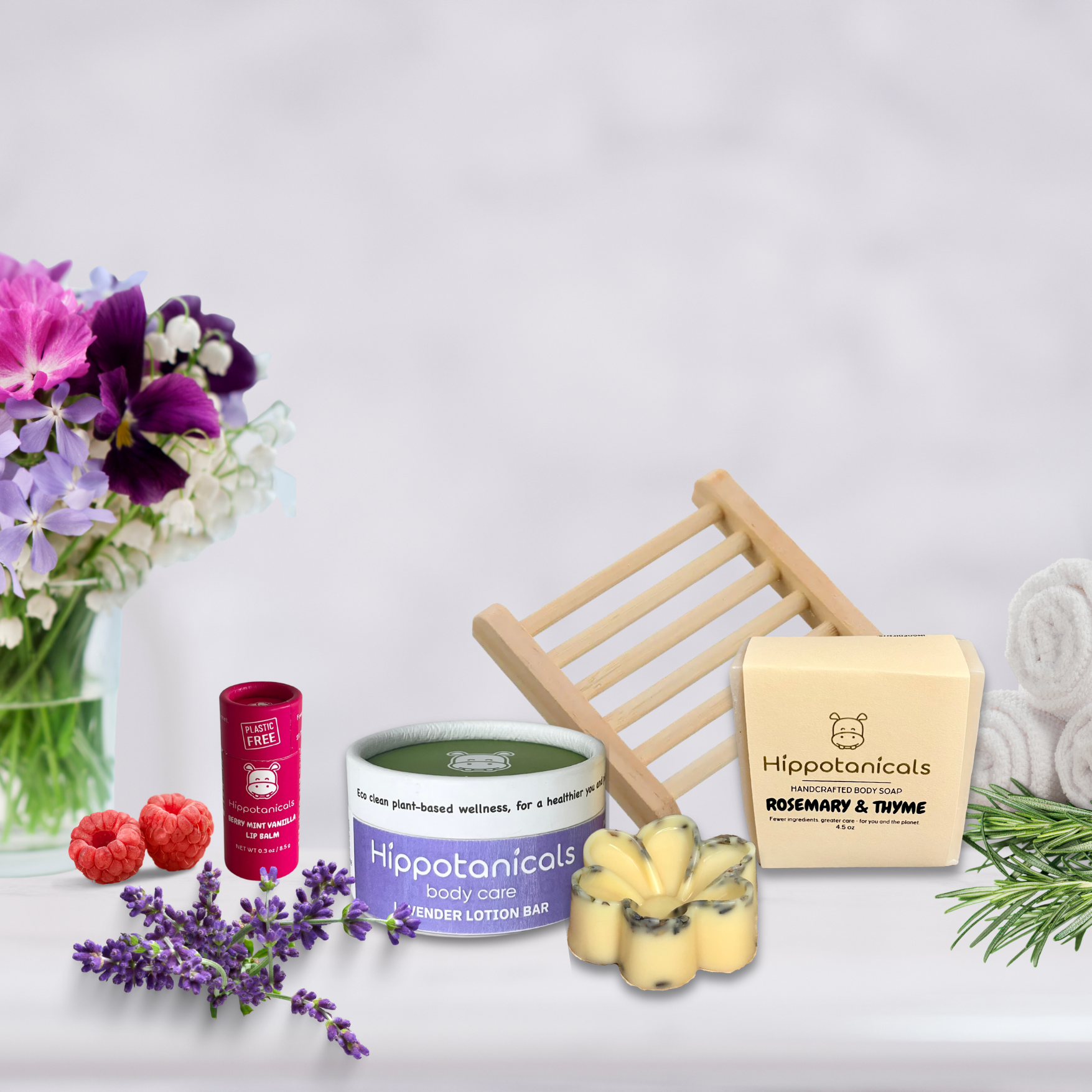 Deluxe Spring Gift Set Lotion Bar + Soap + Lip Balm + Bamboo Soap Dish + Optional Personal Note